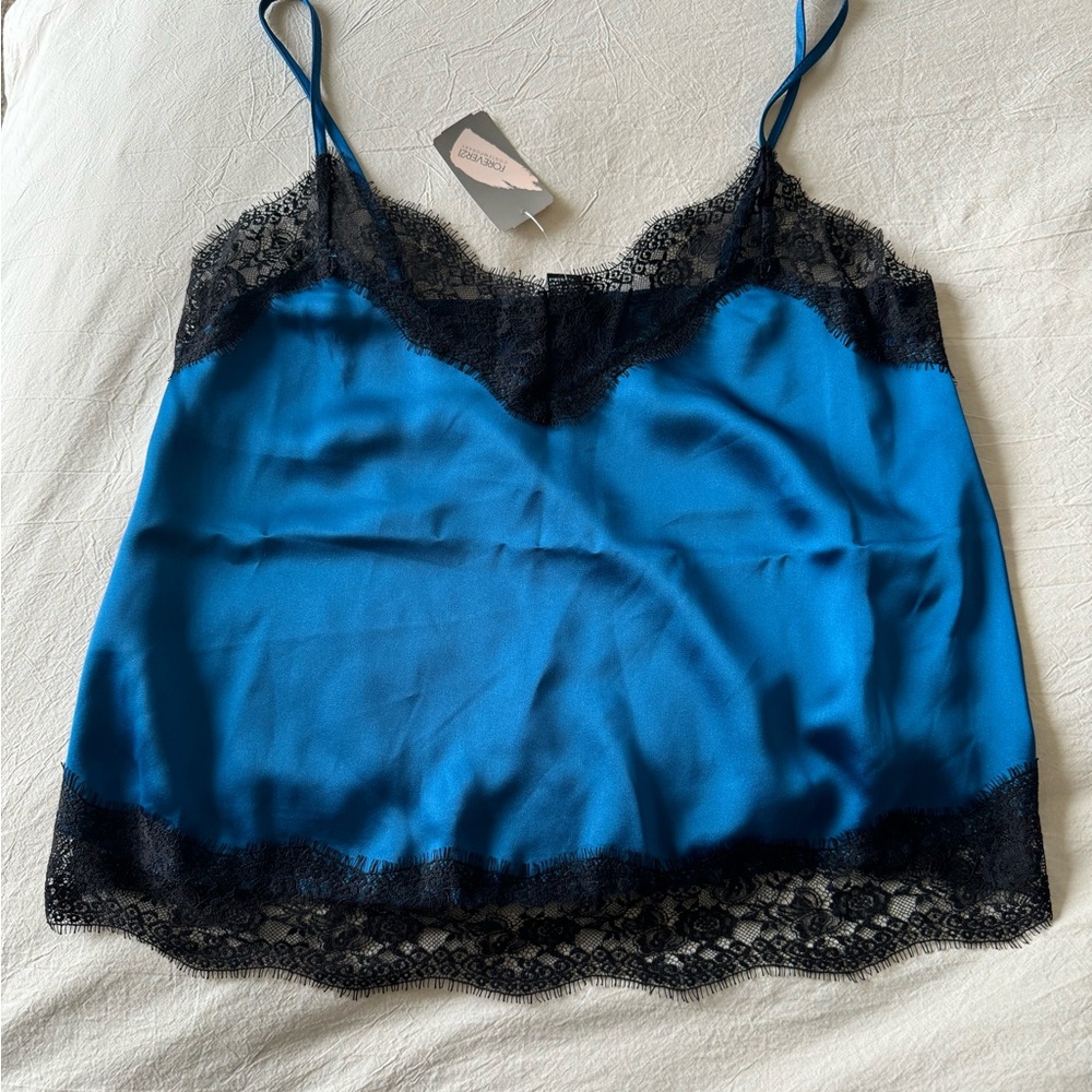 Forever 21 Blue and Black Lace Crop Camisole